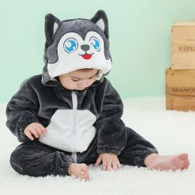 Baby Animal One-piece Pajamas Flannel Jumpsuit Children Cute Fleece Warm Thick Outer Wear Soft Spring Autumn Winter Zipper Kids (Color: Dog 7)