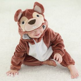 Baby Animal One-piece Pajamas Flannel Jumpsuit Children Cute Fleece Warm Thick Outer Wear Soft Spring Autumn Winter Zipper Kids (Color: Little Mouse)