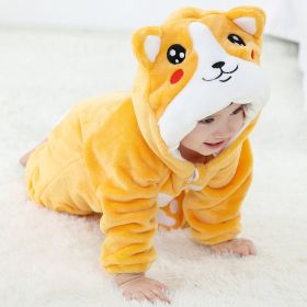 Baby Animal One-piece Pajamas Flannel Jumpsuit Children Cute Fleece Warm Thick Outer Wear Soft Spring Autumn Winter Zipper Kids (Color: Dog)