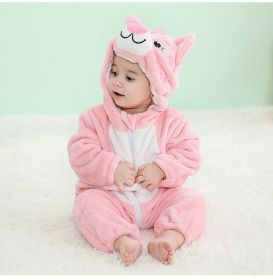 Baby Animal One-piece Pajamas Flannel Jumpsuit Children Cute Fleece Warm Thick Outer Wear Soft Spring Autumn Winter Zipper Kids (Color: Cat)
