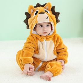 Baby Animal One-piece Pajamas Flannel Jumpsuit Children Cute Fleece Warm Thick Outer Wear Soft Spring Autumn Winter Zipper Kids (Color: Hedgehog)