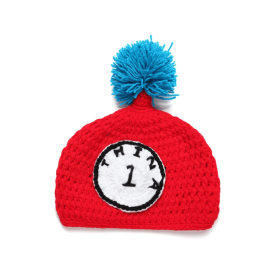 Baby Boys and Girls Handmade Knitted Clock Hats Versatile Cap for Twins (Color: Red1)