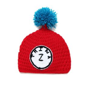 Baby Boys and Girls Handmade Knitted Clock Hats Versatile Cap for Twins (Color: Red2)