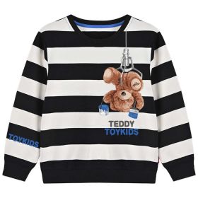 Baby Boy Striped & Bear Print Pattern Casual Pullover Hoodies (Size/Age: 90 (12-24M))