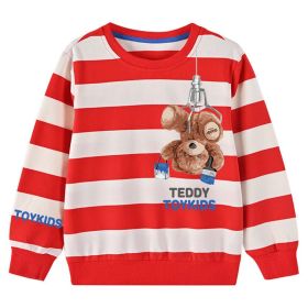 Baby Boy Striped & Bear Print Pattern Casual Pullover Hoodies (Size/Age: 140 (8-10Y))