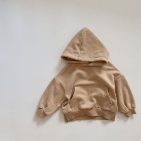 Baby Solid Color Long Sleeves Fleece Thermal Hoodies In Autumn Outfit Wearing (Size/Age: 80 (9-12M))
