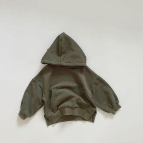 Baby Solid Color Long Sleeves Fleece Thermal Hoodies In Autumn Outfit Wearing (Size/Age: 110 (3-5Y))