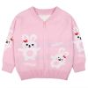 Baby Girl Cartoon Bunny Graphic Zipper Front Design Knit Coat