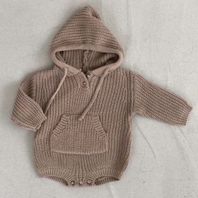 Baby Solid Color Knitted Hooded Triangle Onesies (Size/Age: 73 (6-9M))