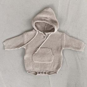 Baby Solid Color Knitted Hooded Triangle Onesies (Size/Age: 90 (12-24M))