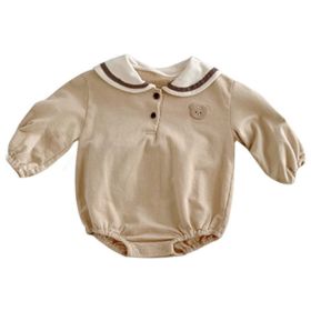 Baby Cartoon Bear Pattern Lapel Cute Long Sleeve Dress & Onesies (Size/Age: 90 (12-24M))