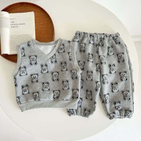 Baby Bear Embroidered Pattern Vest Combo Trousers Sets (Size/Age: 73 (6-9M))