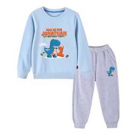 Baby Boy Cartoon Dinosaur Print Pattern Hoodie Combo Trousers Cotton 1 Pieces Sets (Size/Age: 110 (3-5Y))