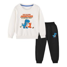 Baby Boy Cartoon Dinosaur Print Pattern Hoodie Combo Trousers Cotton 1 Pieces Sets (Size/Age: 90 (12-24M))