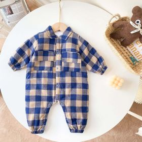 Baby Boy Plaid Pattern Snap Button Front Long-sleeved Thick Rompers (Size/Age: 100 (2-3Y))