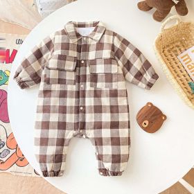 Baby Boy Plaid Pattern Snap Button Front Long-sleeved Thick Rompers (Size/Age: 66 (3-6M))