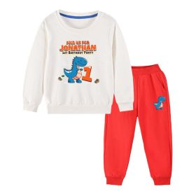 Baby Boy Cartoon Dinosaur Print Pattern Hoodie Combo Trousers Cotton 1 Pieces Sets (Size/Age: 130 (7-8Y))