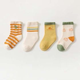 Baby Unisex 1Lot=4 Pairs Smile With House Pattern Socks (Size/Age: S (0-1Y))