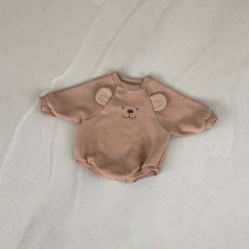 Baby Bear Print Pattern Ears Patch Design Hoodie Onesies (Size/Age: 66 (3-6M))
