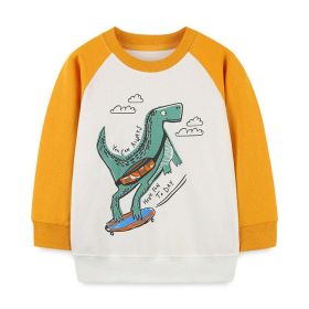 Baby Boy Cartoon Dinosaur Pattern Color Matching Design Cotton Hoodie (Size/Age: 140 (8-10Y))