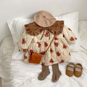 Baby Cartoon Bear Graphic Cute Style Quilted Warm Long Sleeve Dress & Jumpsuit (Size/Age: 100 (2-3Y))