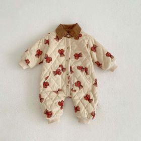 Baby Cartoon Bear Graphic Cute Style Quilted Warm Long Sleeve Dress & Jumpsuit (Size/Age: 80 (9-12M))