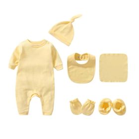 Newborn Solid Color Romper Hat; Bib; Gloves; Footwear; Square Scarf Sets (Size/Age: 52 (Newborn))