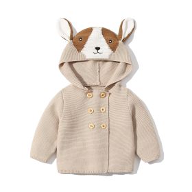 Baby Solid Color Cartoon Design Hooded Knitted Fashion Cardigan (Size/Age: 100 (2-3Y))