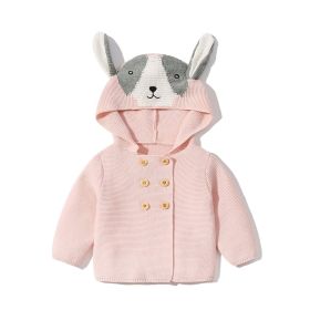 Baby Solid Color Cartoon Design Hooded Knitted Fashion Cardigan (Size/Age: 66 (3-6M))