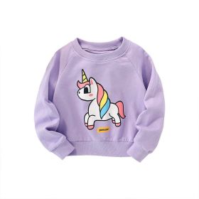 Baby Girl Unicorn Print Pattern O-Neck Long Sleeve Hoodie (Size/Age: 140 (8-10Y))