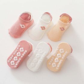 Kid Embroidered Pattern Color Matching Design Non-Slip Socks 1 Lot =3 Pairs (Size/Age: L (3-5Y))