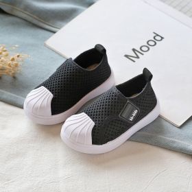 Girls Boys Casual Shoes 2021 Spring Infant Toddler Shoes Comfortable Non-slip Soft Bottom Children Sneakers Baby Kids Shoes (Color: Black)