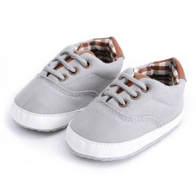 Solid color casual lace soft bottom baby canvas shoes baby shoes toddler shoes (Color: light gray)