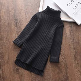 2022 New Girl Sweater Clothes Children Winter Dress Bow Doll Collar Clothes Coat Casual Dress Sweater Christmas Girls Suits (Color: AH2029black)