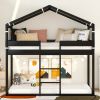 Twin Over Twin Bunk Bed Wood Bed with Tent