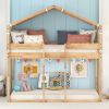 Twin Over Twin Bunk Bed Wood Bed with Tent