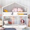 Twin Over Twin Bunk Bed Wood Bed with Tent