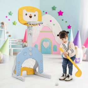 3-in-1 Adjustable Kids Basketball Hoop Sports Set (Color: Yellow)