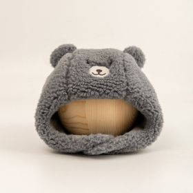 Baby Ushanka Windproof Thickening Warm Ear Protection Fleece-lined (Option: Gray-Age 3 Months)