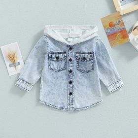 Boys' And Girls' Coats In The Little Boy Style Chic Handsome Cowboy Hooded Top (Option: Blue-100cm)