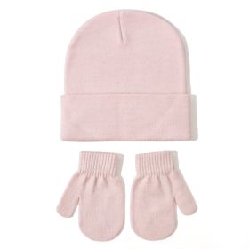 All-matching Solid Color Baby Knitted Hat Gloves Suit (Option: 4 Pink-S)