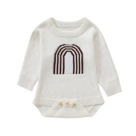Children's Romper Sweater  White Light Brown (Option: White-90cm)