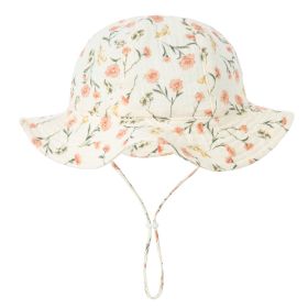 Baby Cotton Basin Bucket Hat (Option: Green Leaf Orange Flower-Suitable For 0to12 Months Baby)