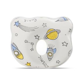 Cartoon Four Seasons Baby Headrest Anti-deviation Head Shaping For Children And Kids Pillow (Option: White Background Planet-25 × 23 × 3)