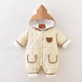 Cotton Padded Thickened Autumn And Winter Baby Jumpsuit (Option: Bear Head Coffee-66 Size 1 4 Months)