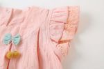 Baby Girl 1pcs Solid Color Flounce Sleeves Bow Tie Dress & Hat