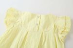 Baby Girl 1pcs Solid Color Flounce Sleeves Bow Tie Dress & Hat