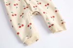 Baby Girl Allover Cherry Print Ruffle Design Single Breasted Romper