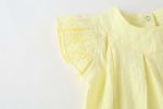 Baby Girl 1pcs Solid Color Flounce Sleeves Bow Tie Dress & Hat
