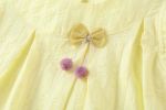 Baby Girl 1pcs Solid Color Flounce Sleeves Bow Tie Dress & Hat